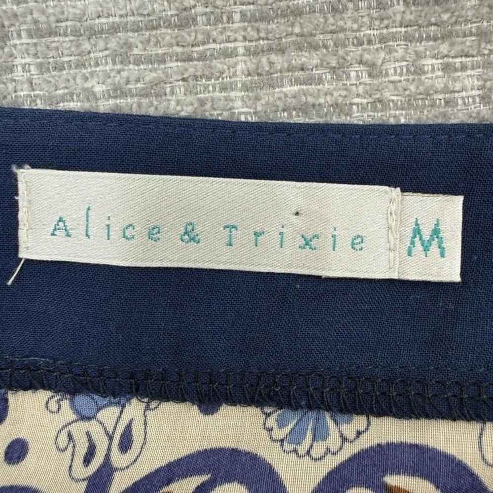 Alice & Trixie Skirt Womens M Blue Floral Medallion Silk A Line Boho Summer - Picture 3 of 8